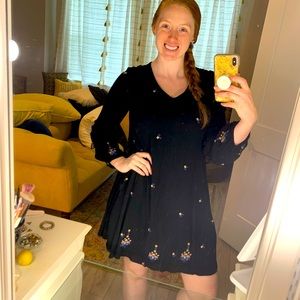 Bohemian Black and Floral Dress